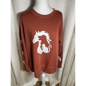Animal Lovers Burnt Orange Colored New Sweater Size Medium Cotton & Polyester